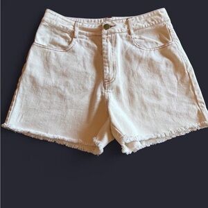 Women's cream color cut off denim jean shorts by LANE 102. Size small